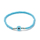 10 pièces 10 couleurs résine mauvais œil et perles de verre bracelets extensibles ensemble pour les femmes BJEW-JB09165-4