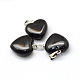 Coeur naturel pendentifs en pierre noire G-Q371-05-2