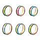 Yilisi 6ピース 6スタイル 201 ステンレススチール 彫刻可能 溝付き 指輪セット 女性用  虹色  usサイズ7~12 3/4(17.3~22mm)  1個/スタイル RJEW-YS0001-02-2