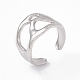 304 anillo de puño abierto hueco ancho de acero inoxidable para mujer RJEW-G275-03P-1