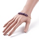 2 pièces 2 couleurs bracelets à maillons perlés avec puce d'améthyste naturelle sertis de 304 chaînes de câbles en acier inoxydable BJEW-JB07914-03-3