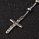 201ステンレススチール製ロザリオビーズネックレス  十字架クロスペンダント  イースターのために  ステンレス鋼色  27.6インチ（70cm） NJEW-L427-22P-2