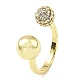 Открытое кольцо-манжета с кубическим цирконием и цветком RJEW-H218-01G-01-1