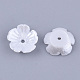 樹脂模造パールビーズキャップ  5花びら  花  ホワイト  10.5x10.5x3mm  穴：1.2mm RESI-T040-008B-2