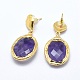 Natural & Synthetic Gemstone Dangle Stud Earrings EJEW-F160-01-3