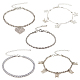 Anattasoul 5pcs 5 style ensemble de bracelets de cheville de tennis en zircone cubique claire AJEW-AN0001-01-1