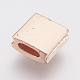 環境に優しい真鍮製マイクロパヴェキュービックジルコニアスライドチャーム  鉛フリー＆カドミウムフリー  長方形  ローズゴールド  9x8.5x4mm  穴：1.8x5mm ZIRC-F083-105RG-01-RS-2
