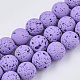 Spray Painted Natural Lava Rock Beads Strands G-N0324-B-06-1
