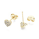 Brass Micro Pave Clear Cubic Zirconia Stud Earrings EJEW-T046-26G-NF-3