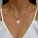 Collier pendentif feuille d'érable en coquille naturelle avec chaînes de perles de verre WZ3192-3