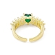 Кольцо-манжета в форме сердца с зеленым кубическим цирконием RJEW-I091-04G-3