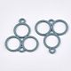 スプレープリント合金コネクター  3つのリング  士官候補生ブルー  21x23x1.5mm  穴：2mm X-PALLOY-T067-19A-2