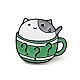 Spilla smaltata gatto tazza di caffè JEWB-H009-01EB-16-1
