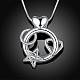 Silver Plated Brass Heart and Star Pendant Necklaces for Women NJEW-BB01550-2