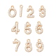 ラインストーン付き真鍮ペンダント  数字のチャーム  ライトゴールド  混合形状  12.5~13x2~7.5x2~2.5mm  穴：1.6~1.8mm KK-Q770-01G-1