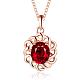 Real Rose Gold Plated Brass Cubic Zirconia Flower Pendant Necklaces NJEW-BB03725-RG-1