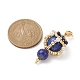 Décorations de pendentif en perles de lapis-lazuli naturel et de quartz rose HJEW-MZ00035-3