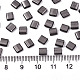 2ホールガラスシードビーズ  メタリックカラー  長方形  ガンメタ色メッキ  5x4.5~5.5x2~2.5mm  穴：0.5~0.8mm  約118個/10g X-SEED-S031-L-ST576-2