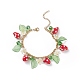 Bracelet à breloques en plastique imitation perle fleur & feuille acrylique & fraise au chalumeau BJEW-TA00181-1