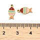 イオンプレーティング（ip）304ステンレスエナメルチャーム  カラフルな魚のチャーム  ゴールドカラー  12x5.5x1.5mm  穴：1.2mm STAS-D018-04G-3