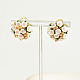 Plastic 3D Flower Hoop Earrings with Cubic Zirconia XJ8294-3-1