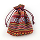 Tela estilo bolsas bolsas de embalaje de cordón étnicos ABAG-R006-10x14-01G-3