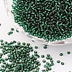 12/0グレードの丸いガラスシードビーズ  銀並ぶ  濃い緑  12/0  2x1.5mm  穴：0.3mm  約30000個/袋 SEED-Q007-F53-1