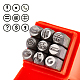 Superfindings 9pcs sellos de acero al carbono rojo de 57.5 mm que incluyen un signo de puntuación conjunto de sellos de metal punch sello de artesanía de cuero perfecto para imprimir metal plástico madera AJEW-WH0092-14-5
