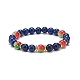 Bracelet extensible en perles rondes avec pierres précieuses et résine pour femme BJEW-JB08665-3
