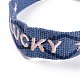 Word Lucky Polycotton(Polyester Cotton) Braided Bracelet with Tassel Charm BJEW-F429-08-2