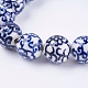 Handgemachte blauen und weißen Porzellan-Perlen PORC-G002-31-2