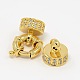 Brass Cubic Zirconia Spring Ring Clasps with Two Cord End Caps KK-A136-B01G-2