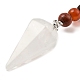 Porte-clés pendentif cône en cristal de quartz naturel G-Z033-08P-01-2