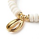 Shell Shape Cubic Zirconia Charm Stretch Bracelets Set for Teen Girl Women BJEW-JB06850-02-13