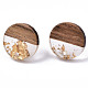 Accessoires de boucles d'oreilles en résine transparente et bois de noyer MAK-N032-008A-F01-2