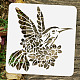 FINGERINSPIRE Hummingbird Flowers Stencil 11.8x11.8inch Reusable Hummingbird and Floral Pattern Drawing Template DIY Art Spring Theme Nature Animal Plant Stencil for Painting on Wall Wood Furniture DIY-WH0391-0139-3