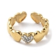 304 anillo abierto de acero inoxidable con forma de corazón y rhinestone de cristal. RJEW-L109-003G-2