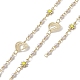 Rack Plating Brass Heart & Enamel Daisy Flower Link Chains CHC-C026-22-1
