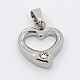 Trendy Valentine's Gifts Heart Necklace Findings 304 Stainless Steel Rhinestone Charms Pendants STAS-L012-E02P-1