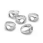 Vástagos de anillo de latón, bases del anillo de la almohadilla, ajustable, Platino, 18mm