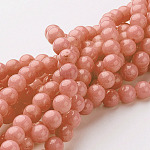 Chapelets de perles rondes en jade de Mashan naturelle, teinte, rouge-orange, 10mm, Trou: 1mm, Environ 41 pcs/chapelet, 15.7 pouce