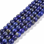 Chapelets de perle en lapis-lazuli naturel, ronde, 8mm, Trou: 1mm, Environ 49 pcs/chapelet, 15.5 pouce (395 mm)
