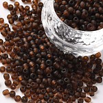 Abalorios de la semilla de cristal, colores esmerilado, redondo, coco marrón, 3mm