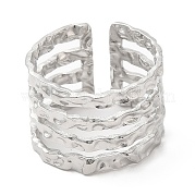 304 Stainless Steel Multi Line Open Cuff Ring for Women RJEW-M149-18P