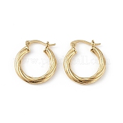 Латунные рифленые серьги-кольца для женщин EJEW-L234-087G
