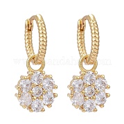 Серьги-кольца из латуни с микро-паве из фианита EJEW-K083-25G-B