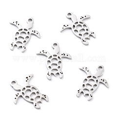 Anlaufgeschützte Charms aus Edelstahl 201, Laserschnitt, manuelles Polieren, Schildkröte, Edelstahl Farbe, 15x13x1 mm, Bohrung: 1.5 mm