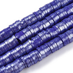 Chapelets de perle en pâte polymère manuel, nacré, disque / plat rond, perles heishi, bleu, 6mm, Trou: 1.5mm, 15.75'' (40 cm)