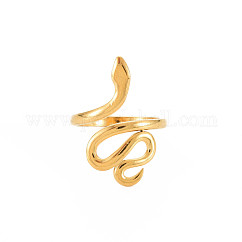 Bague ouverte en acier inoxydable 304 avec placage ionique (IP) pour femme, sans nickel, véritable 18k plaqué or, nous taille 7 1/2 (17.7mm)