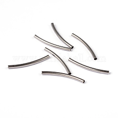 Tubo cuentas, latón, curvo, sin níquel, Platino, 25x2mm, agujero: 1 mm